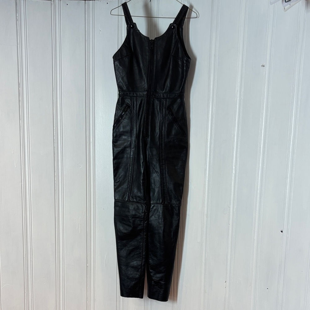 ANGORA Black Leather One-Piece Jumpsuit – Made in Canada – XXS